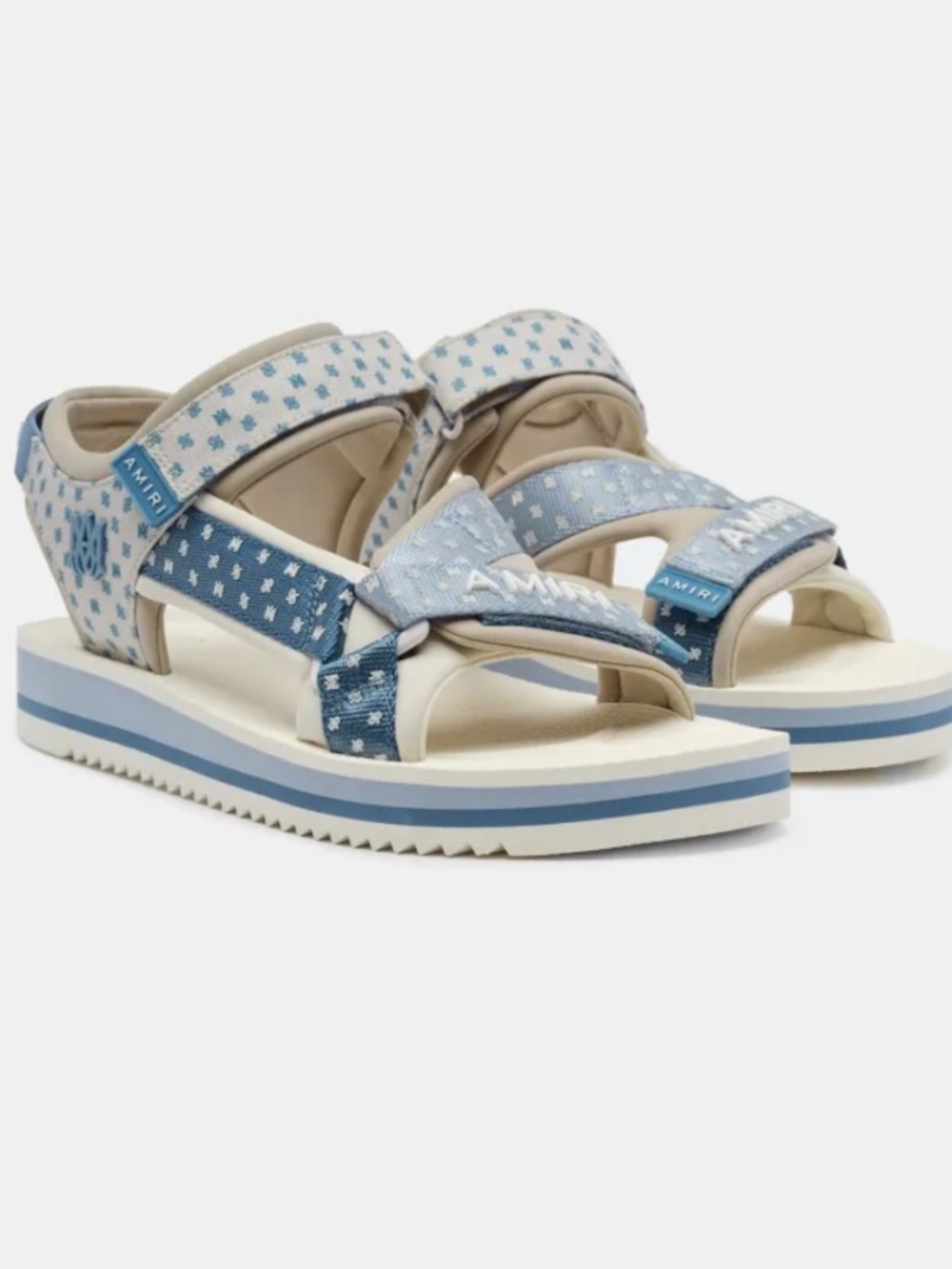 Amiri MA Paisley Sandals Light Blue/Beige Open Toe Sz 10